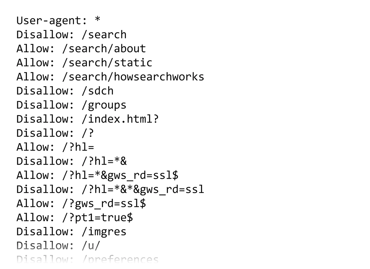 A robots.txt file with user-agent directives and permissions