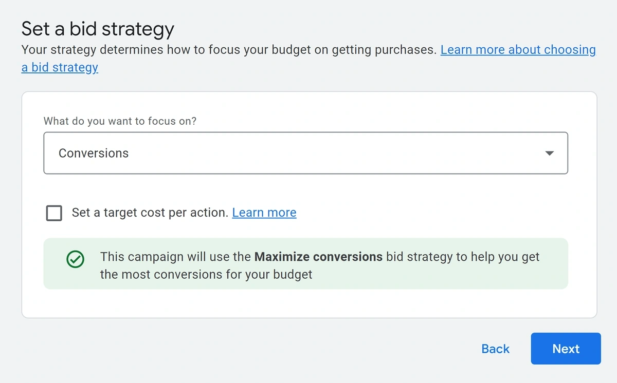 set bid strategy google ads