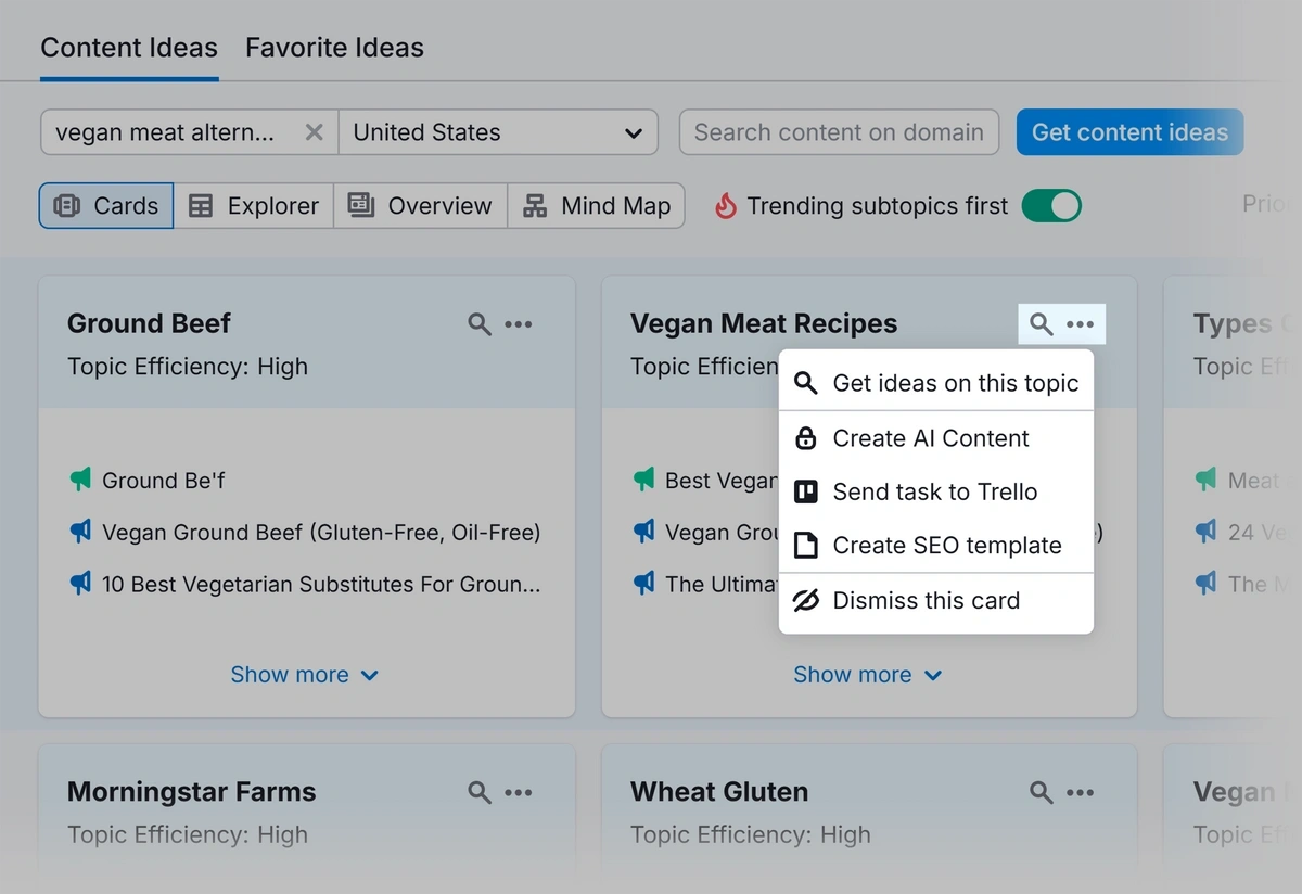 Get topic ideas in Semrush