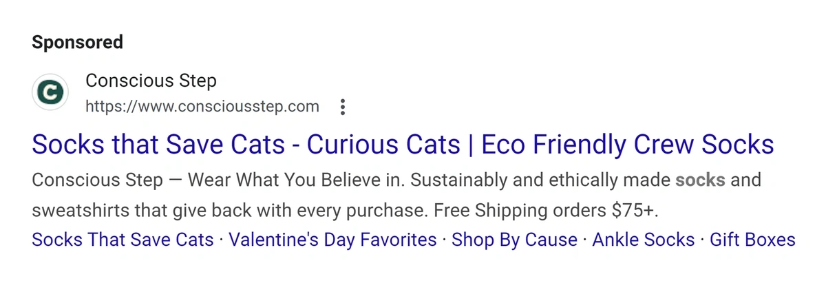 ad for conscious step cat socks