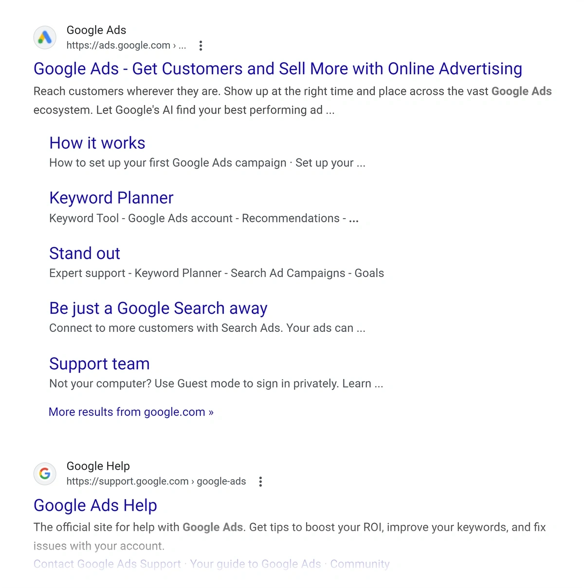 example of google ads