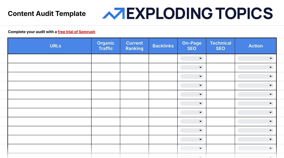 Exploding Topics content audit checklist