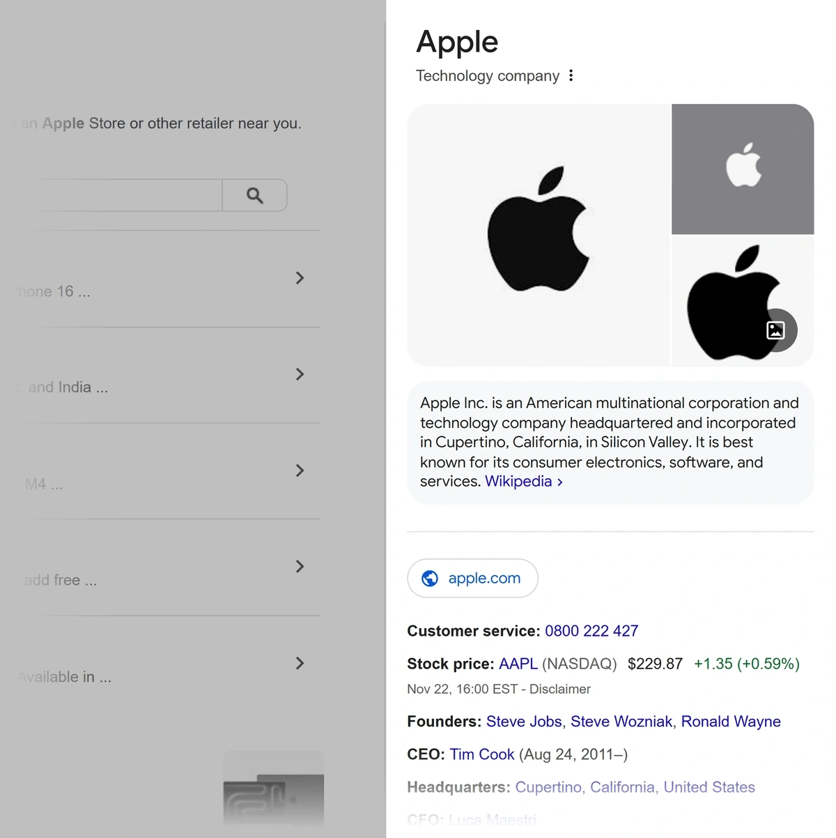 Example of a Knowledge Panel